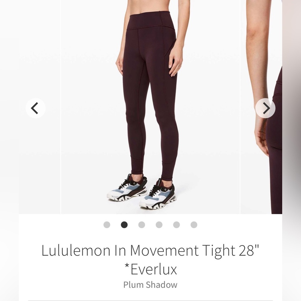 Lululemon In Movement Tight 28" *Everlux Leggings - Plum Shadow - size 4